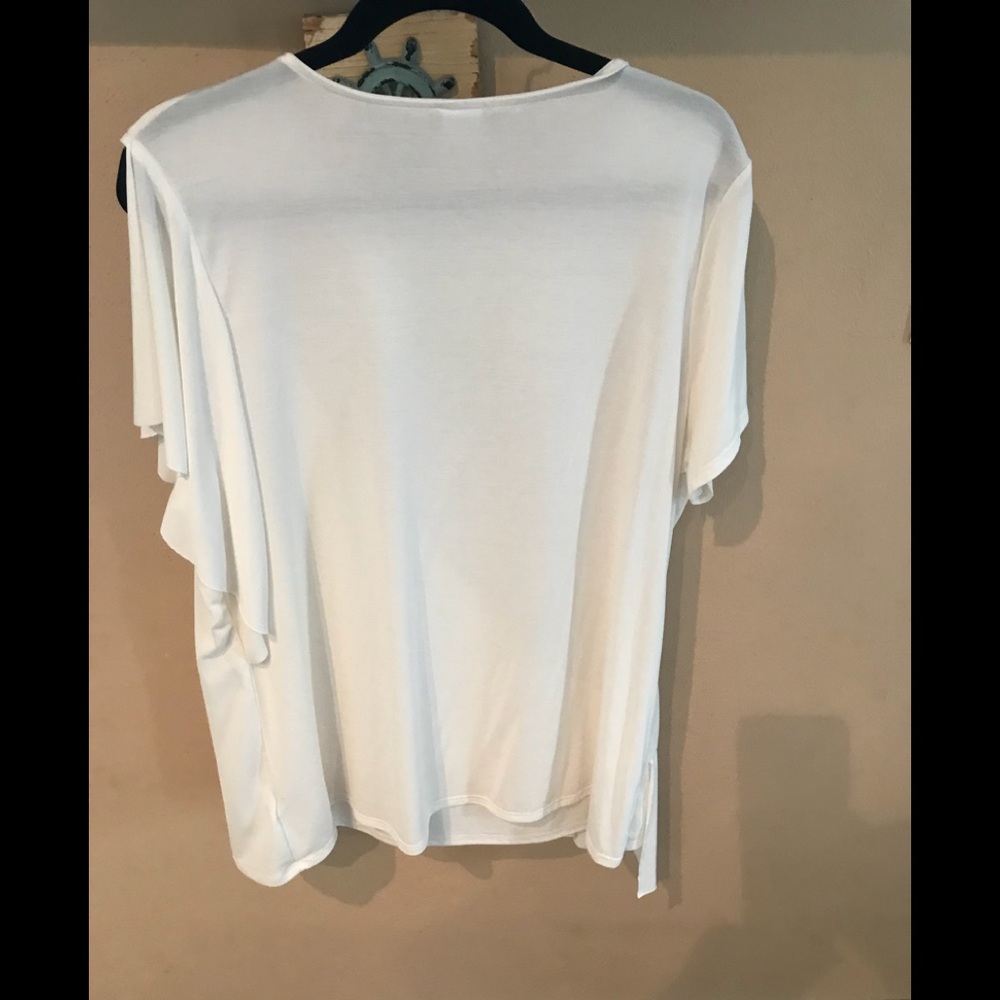 Nice Ecru Ruffle Poly Tee - Picture 3 of 4